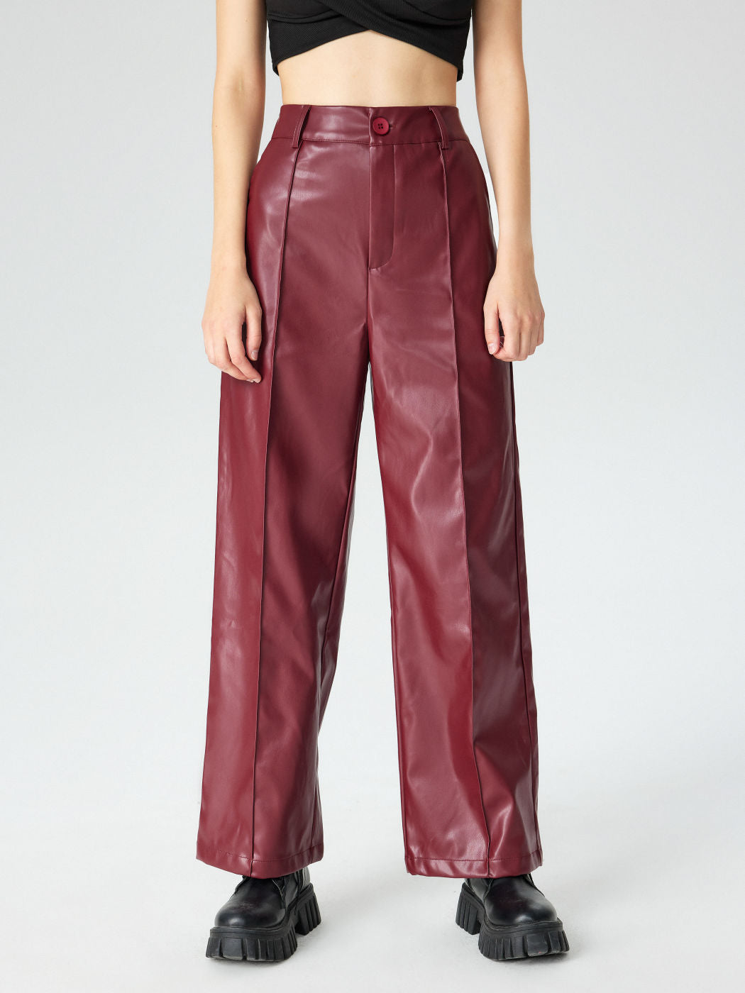 Women's Elegant Faux Leather Pants Mune Fashion