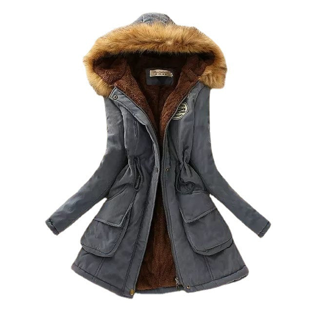 Women's padded parka with faux fur hood, Sherpa lining and fitted drawstring Mune Fashion