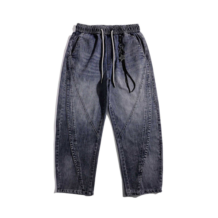 Ladies Jeans Jogger with elastic waistband, decorative seams and carabiner detail Mune Fashion