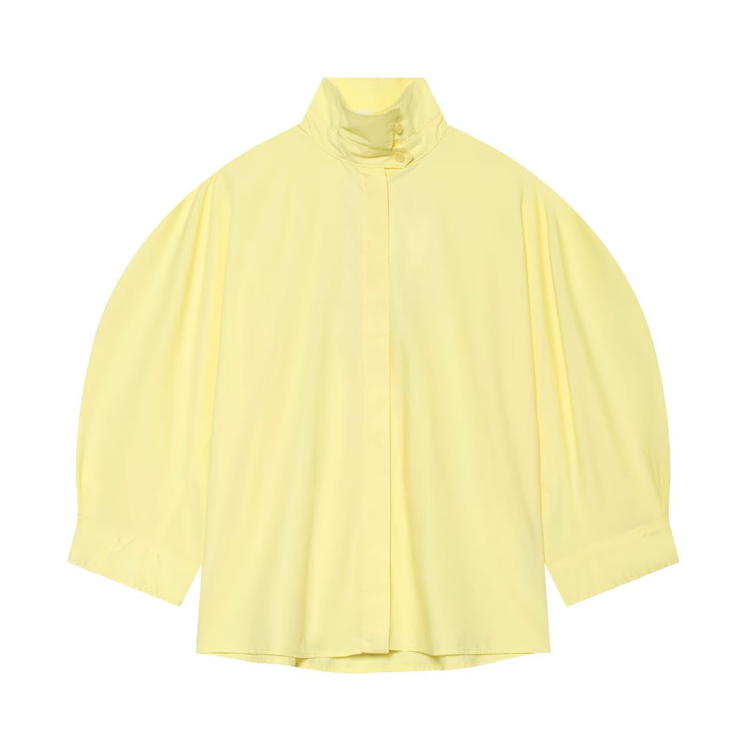 Women's Oversize Blouse with Stand-Up Collar and Kimono Sleeves Mune Fashion