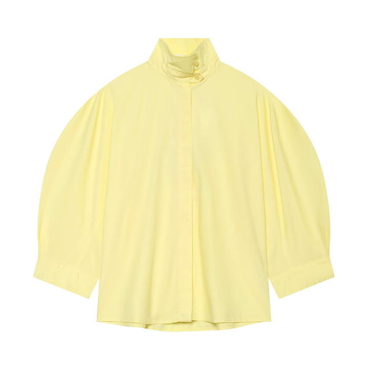 Women's Oversize Blouse with Stand-Up Collar and Kimono Sleeves Mune Fashion
