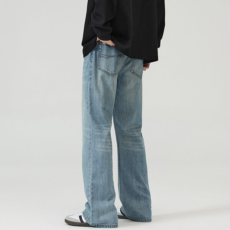 Men's wide washed baggy jeans with flared leg and extended hem Mune Fashion
