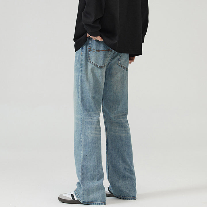 Men's wide washed baggy jeans with flared leg and extended hem Mune Fashion