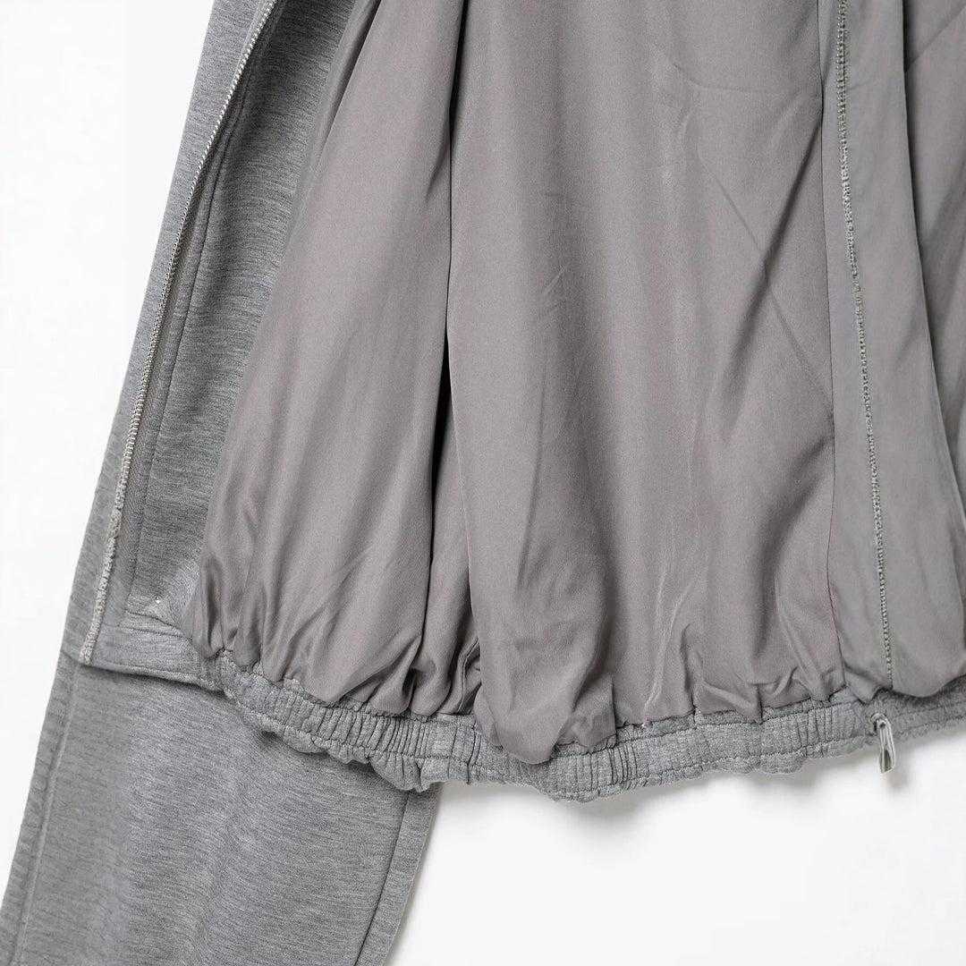 Women Cropped Hoodie Sweat Jacket with Balloon Sleeves and Drawstring Mune Fashion