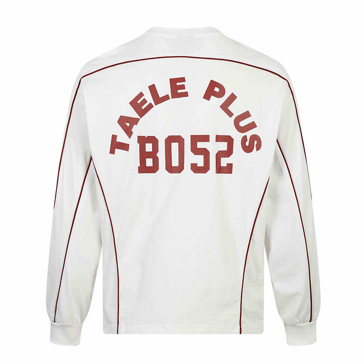 Men's retro-inspired long sleeve football jersey with V-neck and contrast piping Mune Fashion