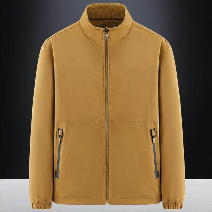Men's minimalist technical all-weather softshell jacket with stand-up collar and water-repellent zippers Mune Fashion