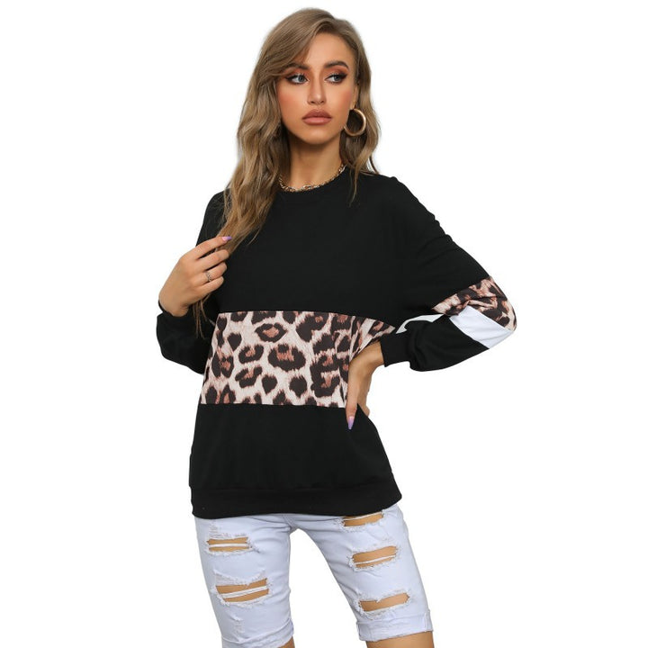 Women's sweatshirt with leo print and colorblock insert Mune Fashion