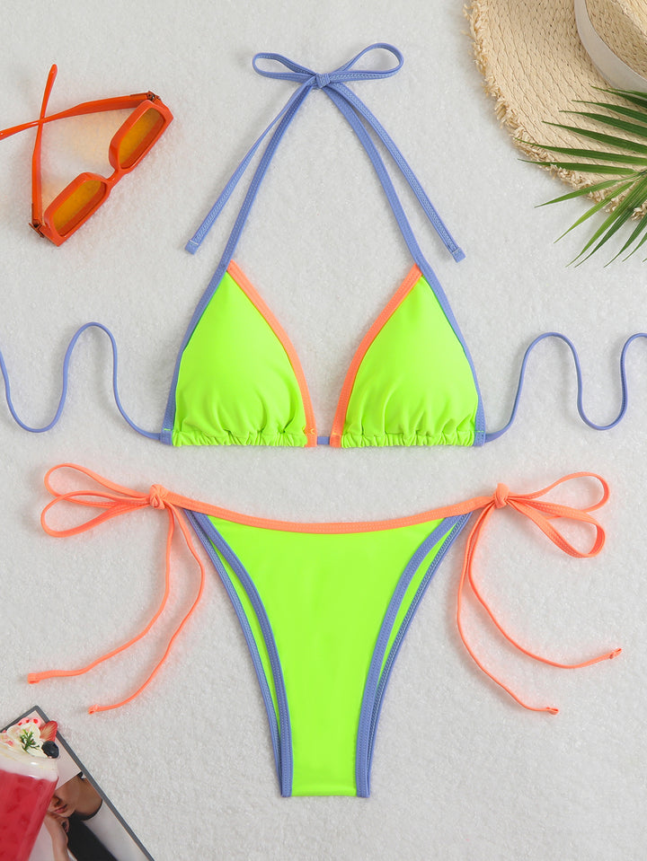 Ladies bikini set with adjustable straps and colorful accent Mune Fashion