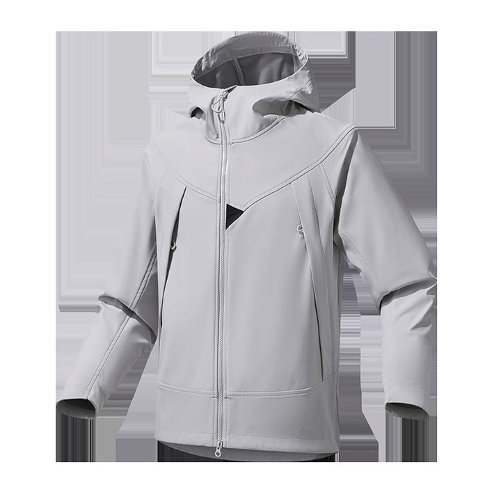 Men's Lightweight Softshell Hoodie Jacket with Windproof Breathable Membrane and Ergonomic Cut Mune Fashion