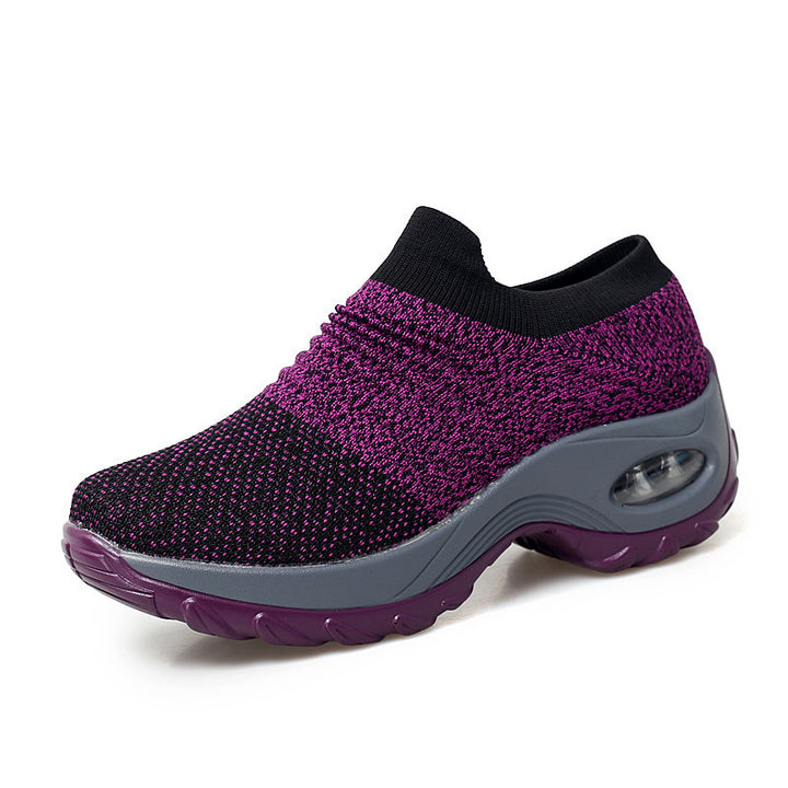 Ladies Slip-On Knit Sneakers with sock-like shaft and air-cushioned platform sole Mune Fashion