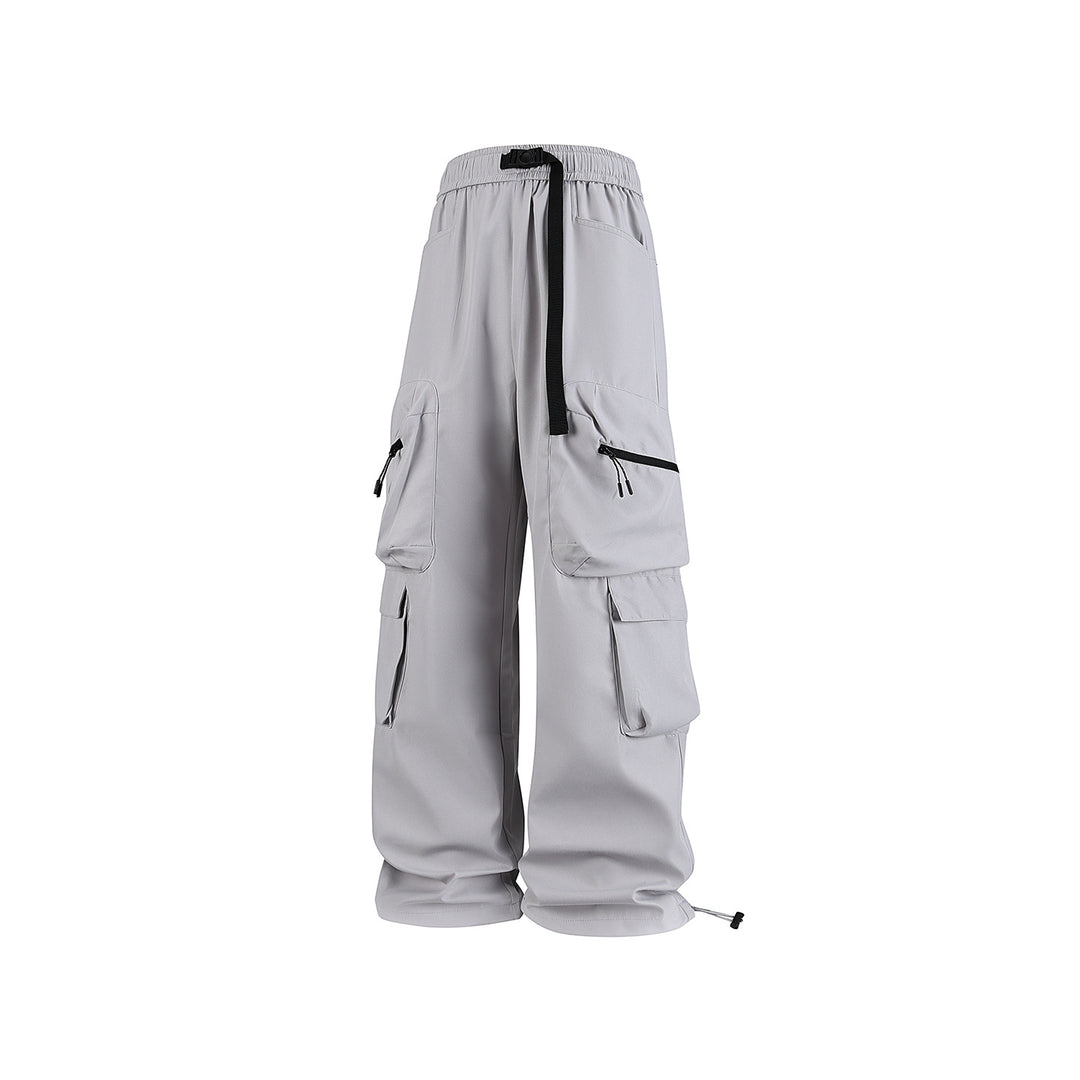 Herren Breite Cargo-Hose im Utility-Design mit elastischem Bund, integrierter Gurt und multifunktionalen Taschen Mune Fashion
