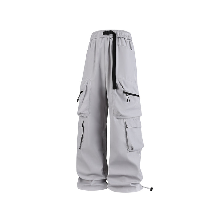 Herren Breite Cargo-Hose im Utility-Design mit elastischem Bund, integrierter Gurt und multifunktionalen Taschen Mune Fashion