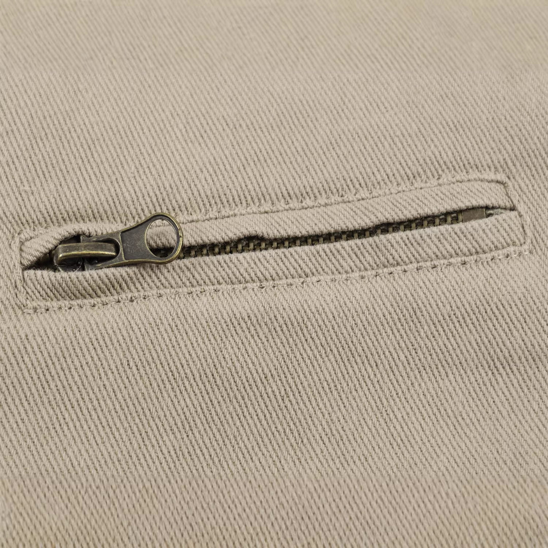 Men's Oversized Canvas Jacket with Cord Collar, Button Closure and Concealed Chest Pocket Mune Fashion