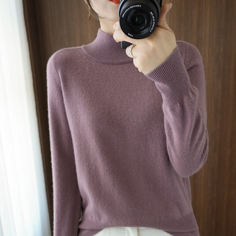 Women's Mockneck Pullover made of fluffy Angora blend with casual balloon sleeve silhouette Mune Fashion