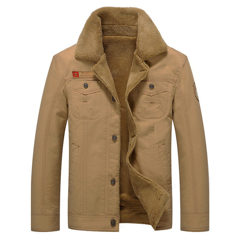 Men's Insulated Canvas Work Jacket with Full Teddy Lining and Shirt Collar Mune Fashion