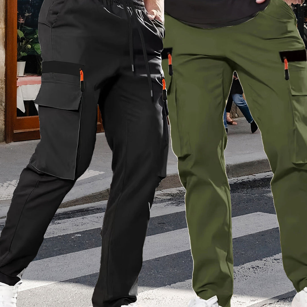 Men's cargo pants in jogger style with elastic waistband, drawstring & multiple pockets Mune Fashion