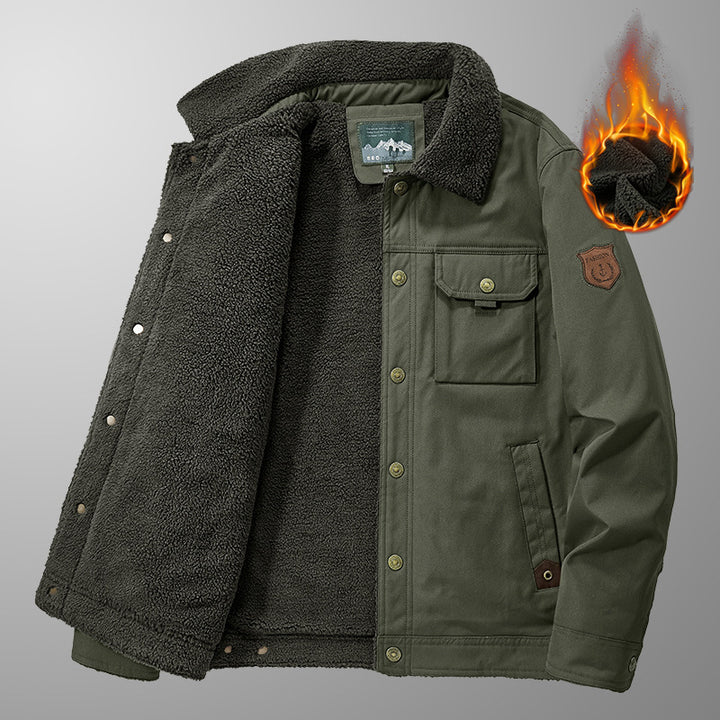 Men's Thermo-Canvas Jacket with Full Teddy Lining and Utility Chest Pocket Mune Fashion