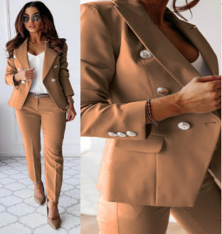 Women's double-breasted tailored pantsuit with slim pants Mune Fashion