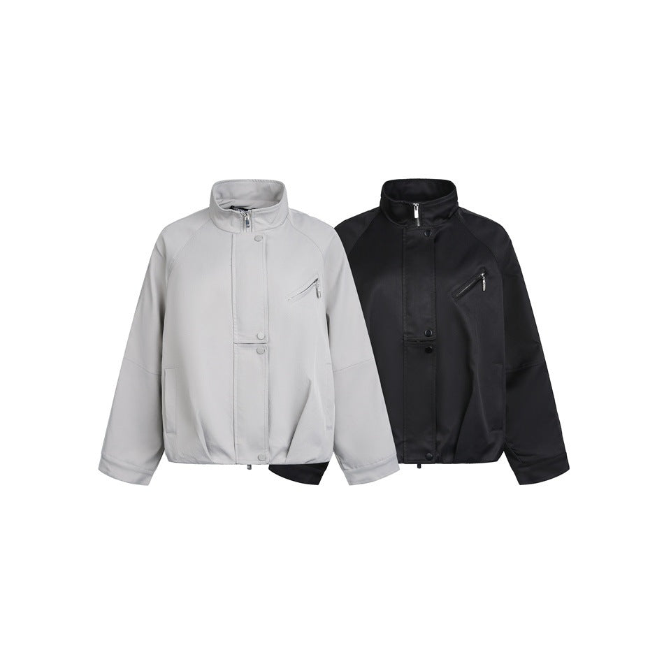 Unisex Short Cut Minimalist Boxy Jacket with High Funnel Neck and Concealed Front Placket Mune Fashion