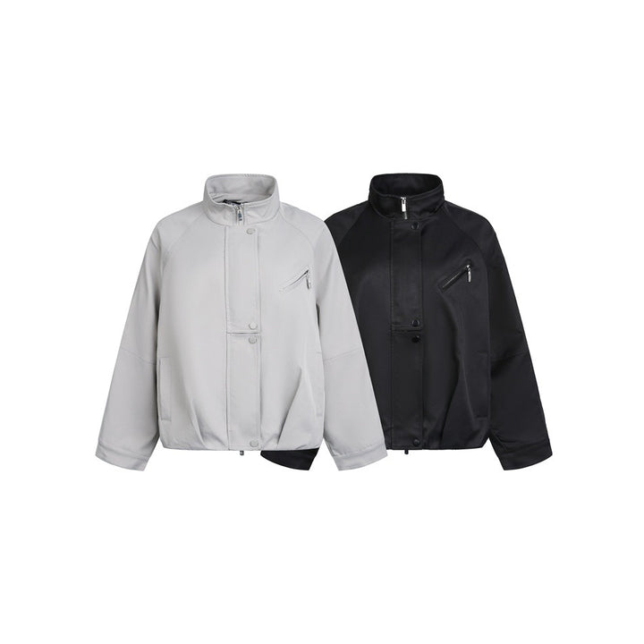 Unisex Short Cut Minimalist Boxy Jacket with High Funnel Neck and Concealed Front Placket Mune Fashion