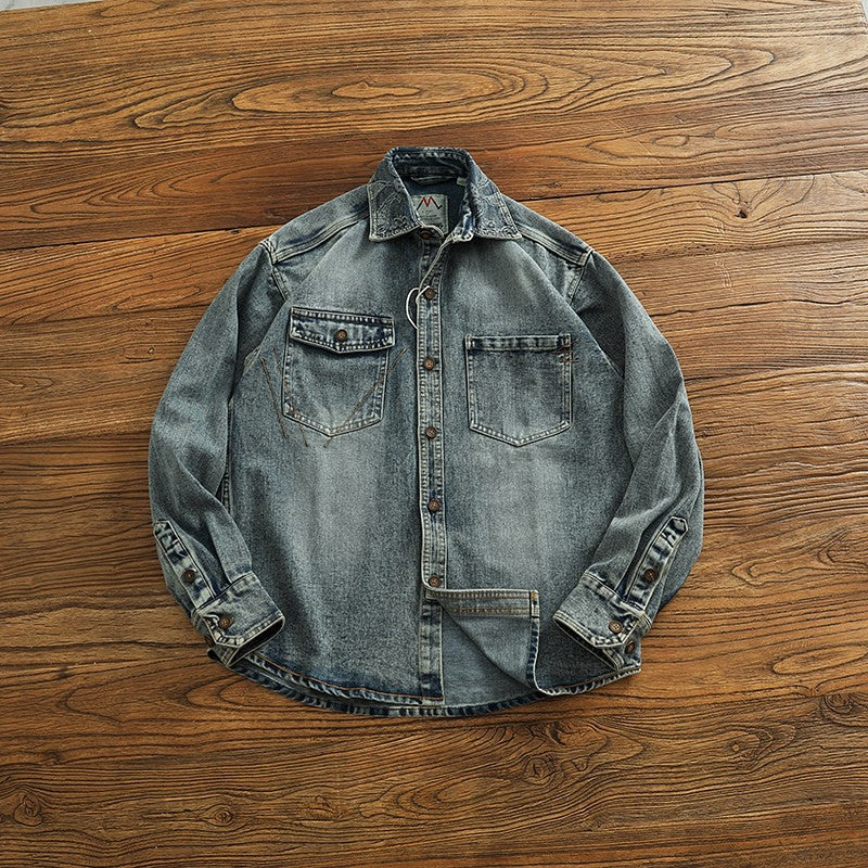 Men's Denim Shirt Jacket with Chest Pockets Mune Fashion