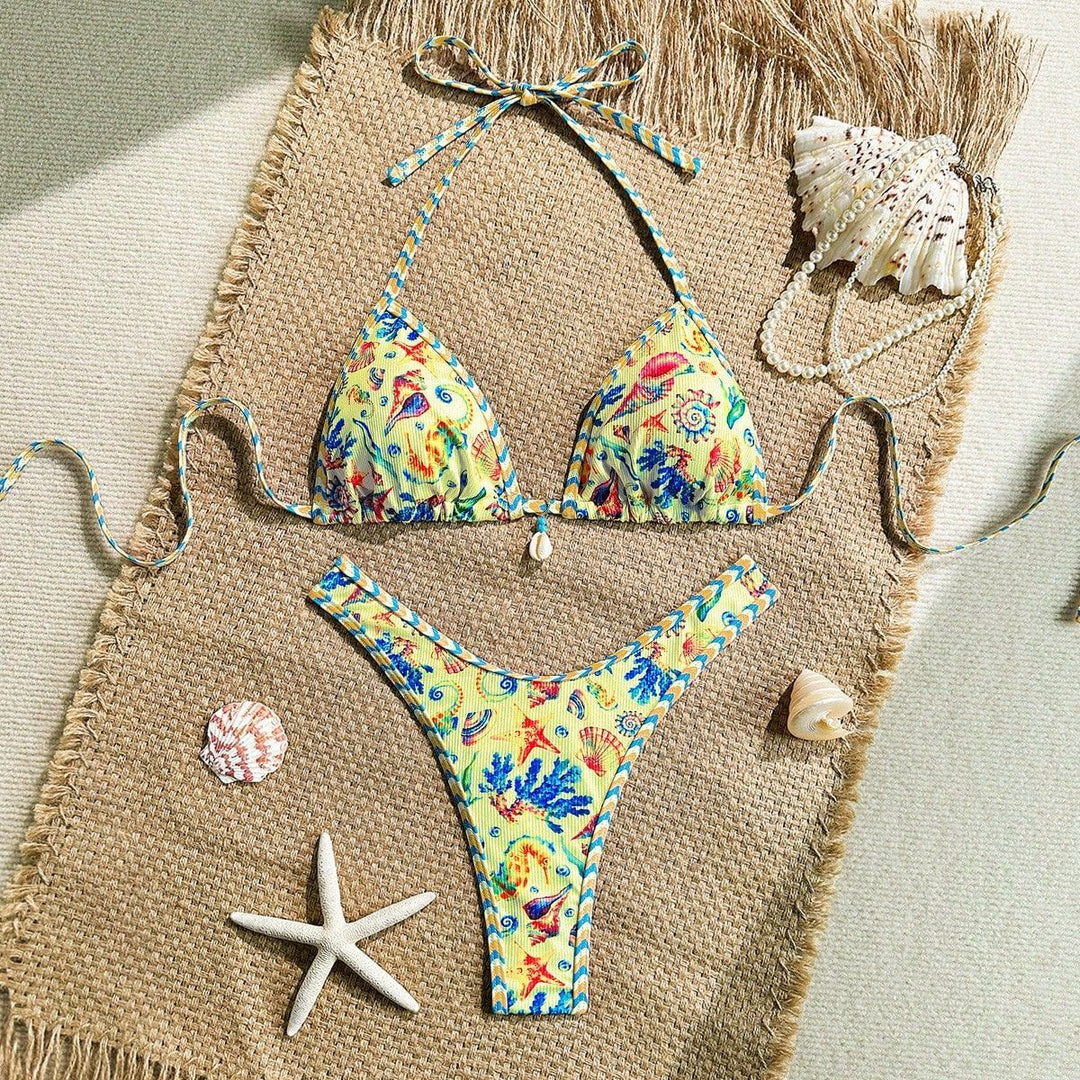 Women's triangle bikini with maritime pattern and stylish details Mune Fashion