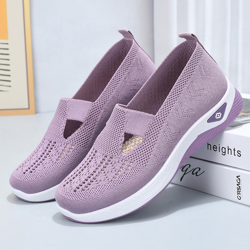 Women's lightweight breathable slip-on sneakers with elastic knit upper and orthopedic comfort sole Mune Fashion