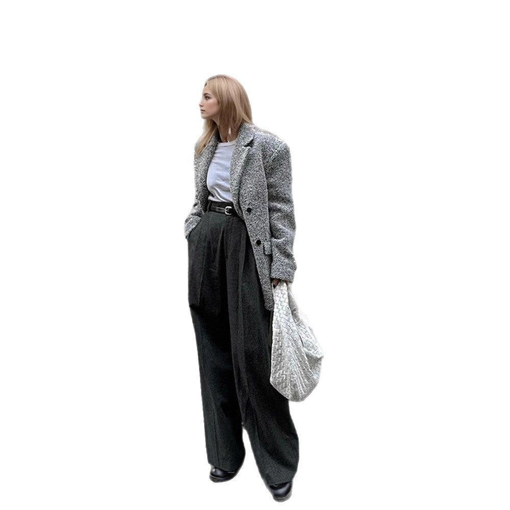 Women's Oversize Wool Blend Blazer in Boucle Look with Boxy Silhouette Mune Fashion