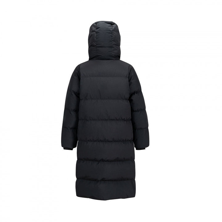 Women Longer quilted down coat with high hood and concealed zipper placket Mune Fashion