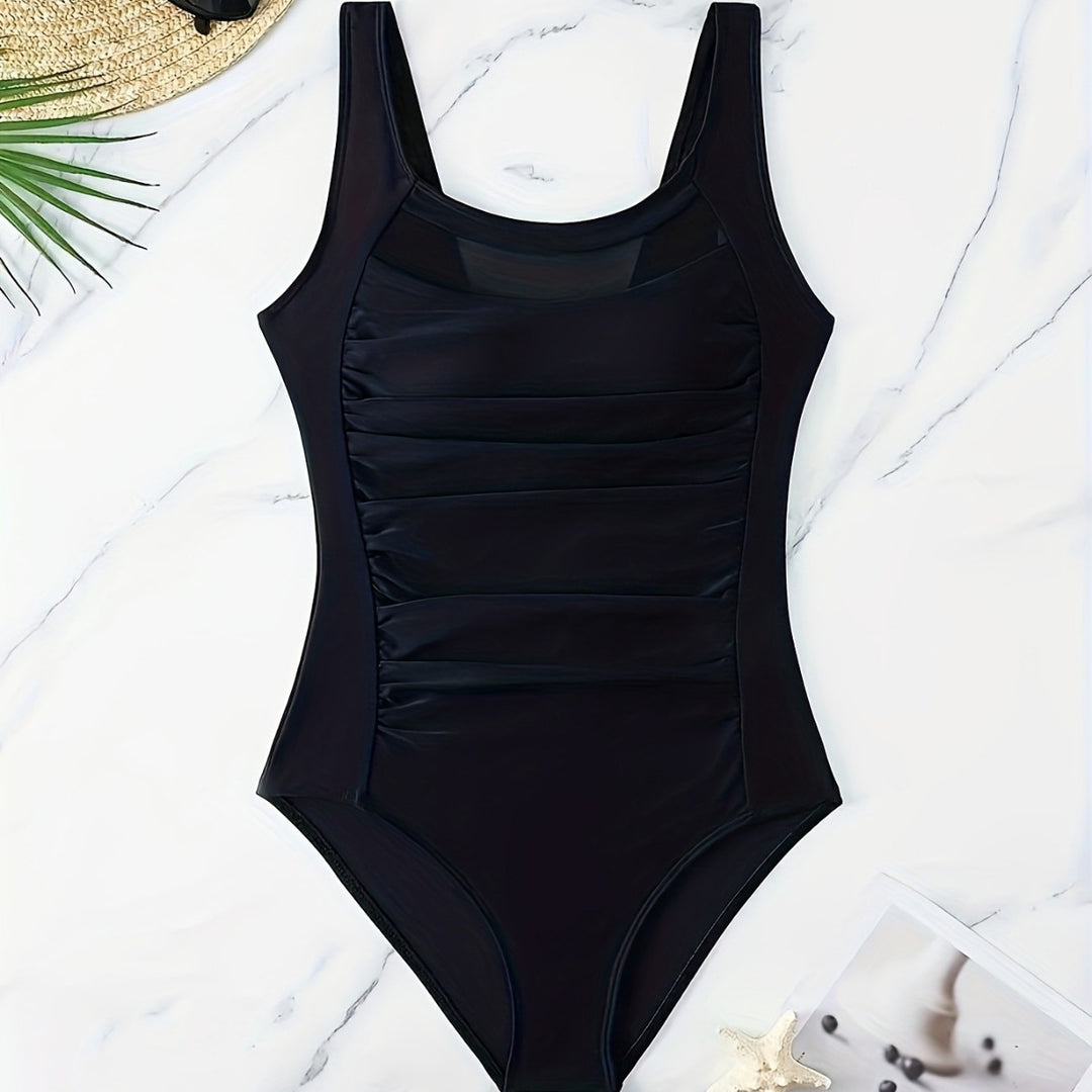 Women’s sporty swimsuit with ruching and transparent inserts Mune Fashion
