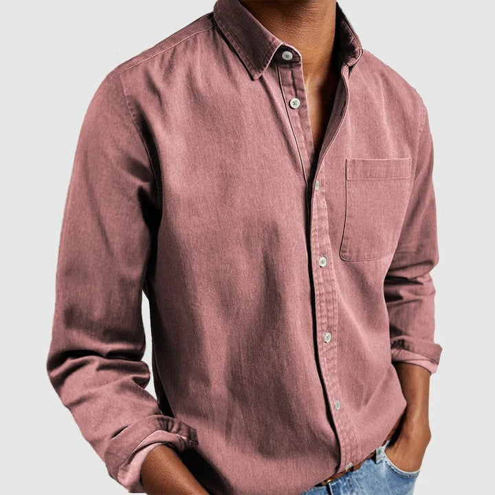 Men's casual cotton shirt with Kent collar, chest pocket, and regular fit Mune Fashion