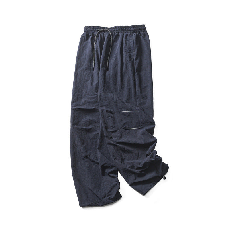 Men's Lightweight Cargo Casual Pants with Drawstring Waistband, Reflective Details, and Adjustable Leg Openings Mune Fashion