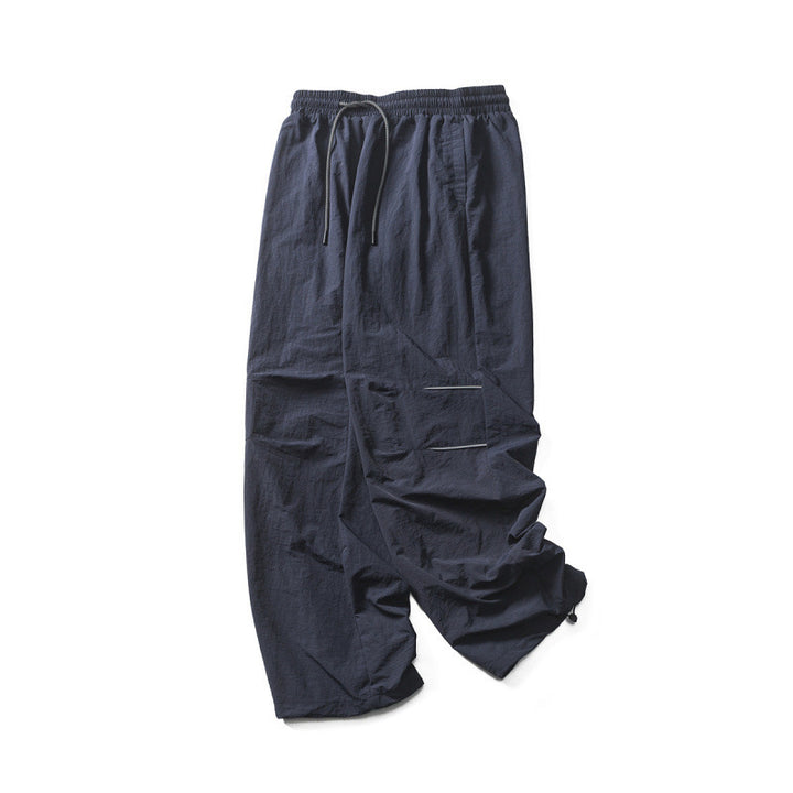 Men's Lightweight Cargo Casual Pants with Drawstring Waistband, Reflective Details, and Adjustable Leg Openings Mune Fashion
