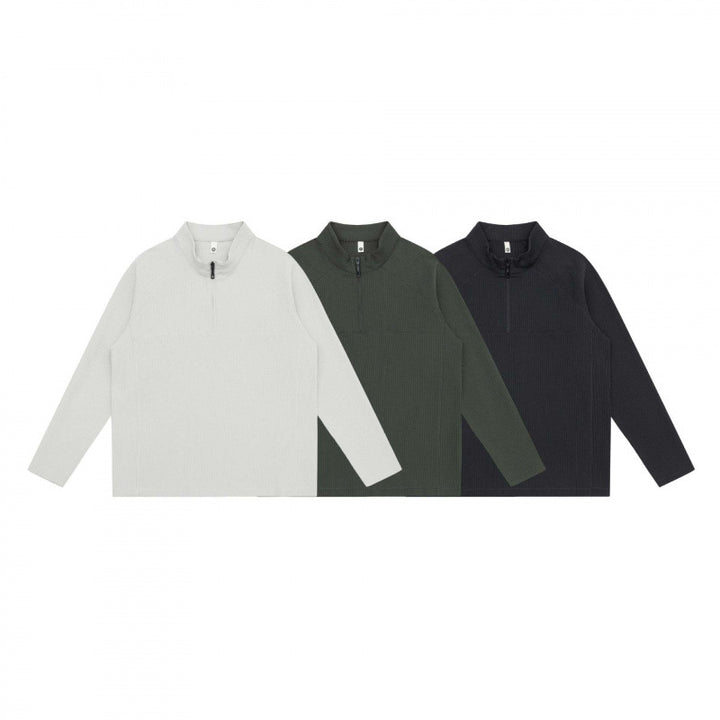 Unisex Chunky Knit Half-Zip Sweater with Stand Collar and Boxy Cut Mune Fashion