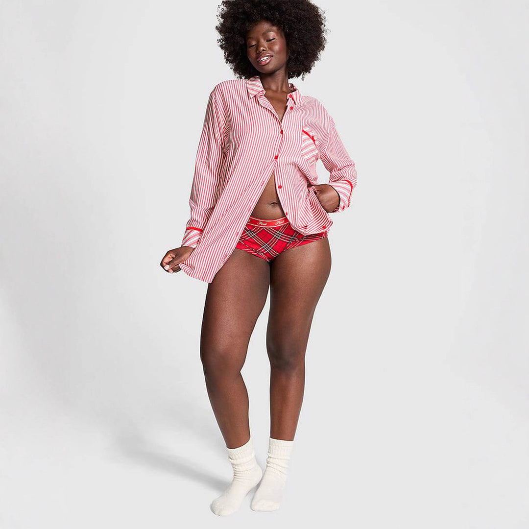 Women's Oversize Shirt Blouse in Striped Look with Chest Pocket and Cuff Turn-ups Mune Fashion