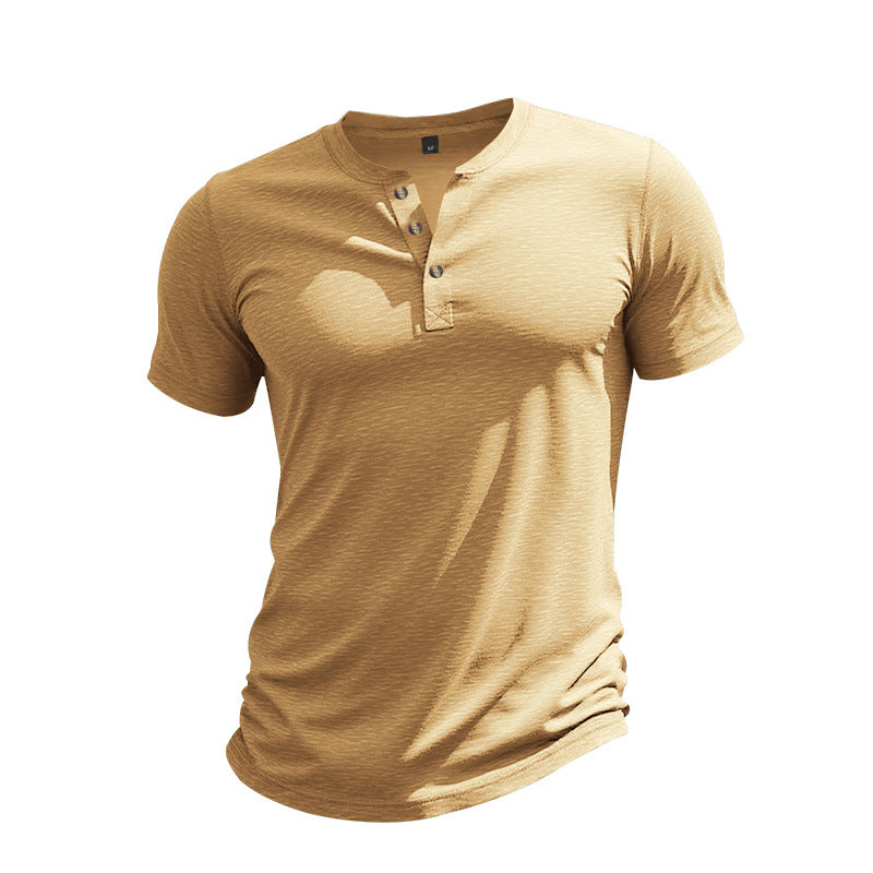 Men's Short Sleeve Henley T-Shirt made of soft cotton with decorative button placket Mune Fashion