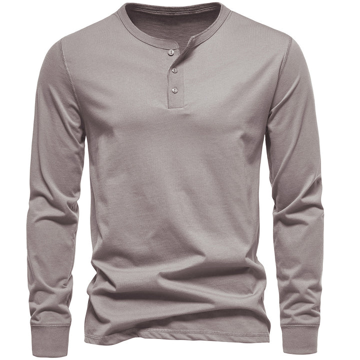 Men's long-sleeved Henley shirt made of cotton blend with triple button placket and narrow silhouette Mune Fashion