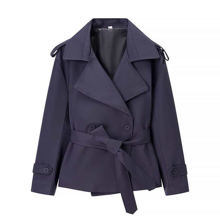 Women's Lightly Tailored Trench Coat with Belt, Epaulettes and Satin Lining Mune Fashion