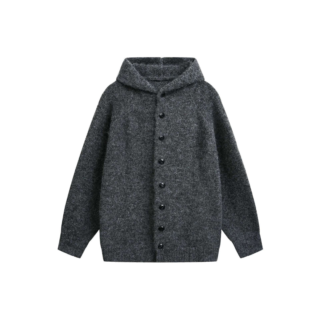 Women's Wool Blend Cape Cardigan with Hood, Button Placket and Raglan Sleeves Mune Fashion