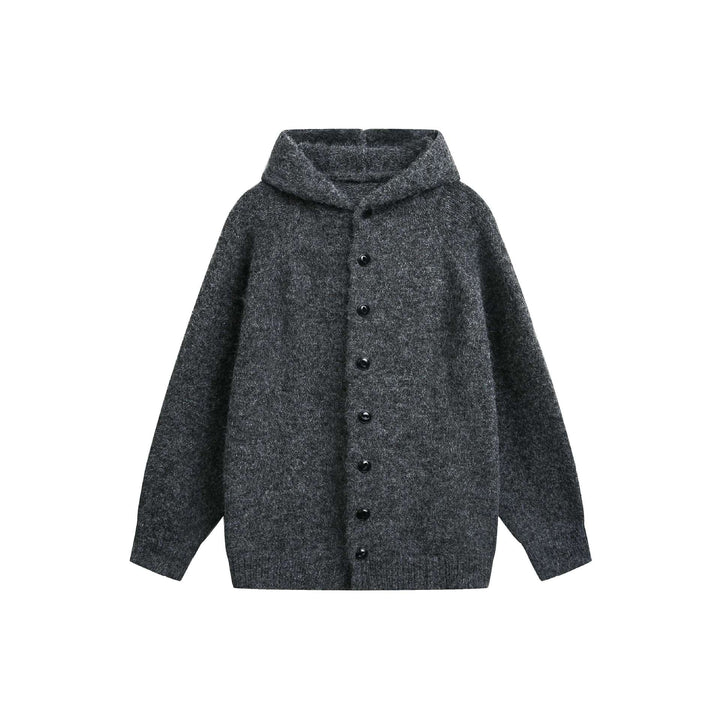 Women's Wool Blend Cape Cardigan with Hood, Button Placket and Raglan Sleeves Mune Fashion