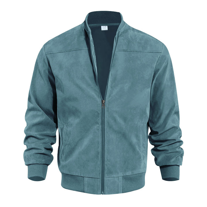 Men's sporty bomber jacket made of microfiber with zipper and ribbed hem Mune Fashion