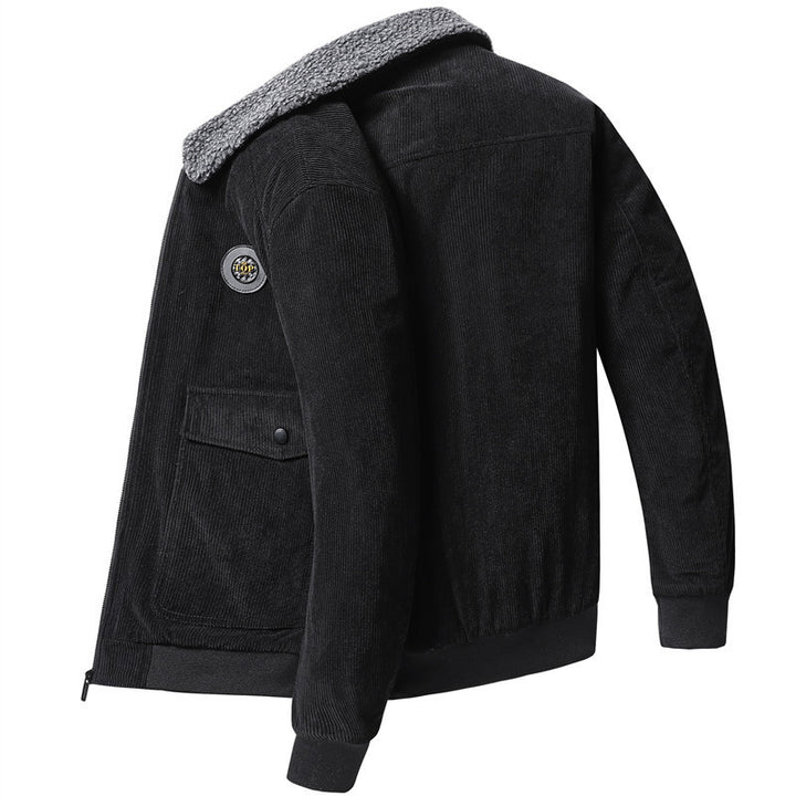 Men's cord bomber jacket with teddy collar, warming thermo lining and flap pockets Mune Fashion