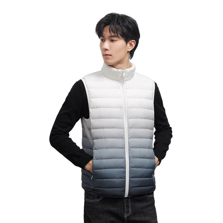 Men's lightweight quilted thermal vest with stand-up collar and ombré quilting Mune Fashion