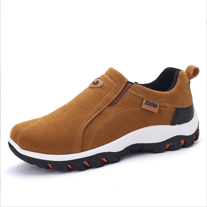 Men's robust slip-on sneakers in suede look with elastic inserts and profiled rubber outsole Mune Fashion