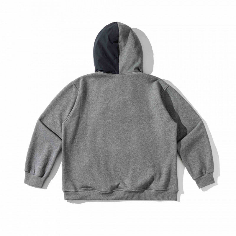 Unisex Oversize Hoodie with Contrast Insert, Snap Button Placket and Kangaroo Pocket Mune Fashion