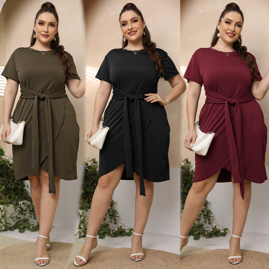 Women stylish wrap dress with waist belt Mune Fashion