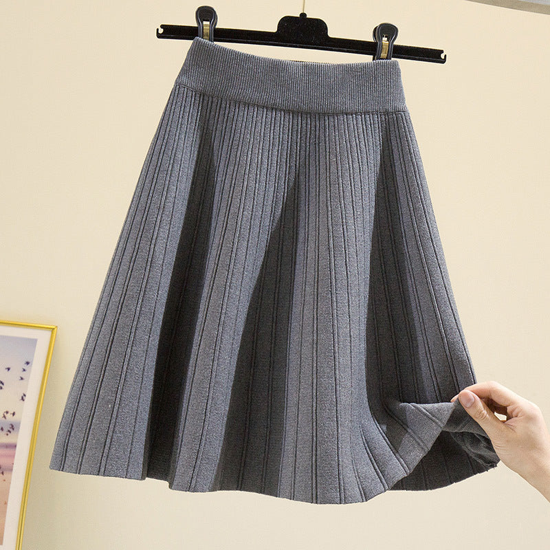Women's Pleated Midi Skirt with Comfortable Elastic Waistband Mune Fashion
