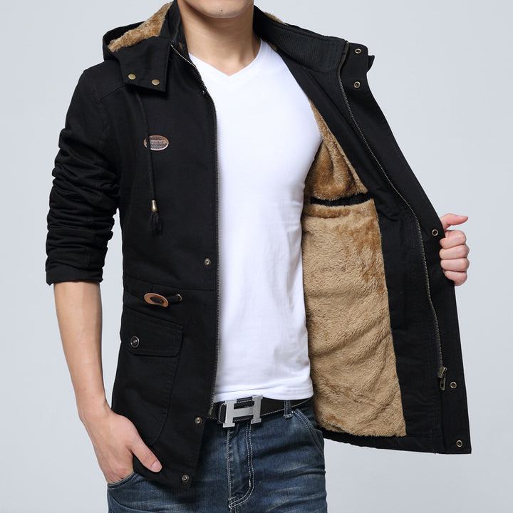 Men's canvas parka with lined hood, utility pockets, and zipper Mune Fashion