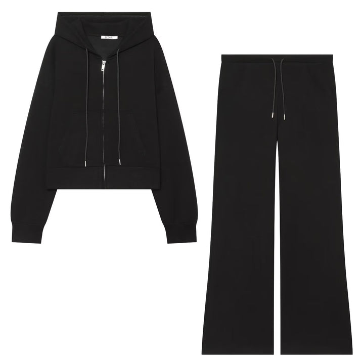 Women's Wide High-Waist Jersey Pants with Drawstring and Wide Leg Drune