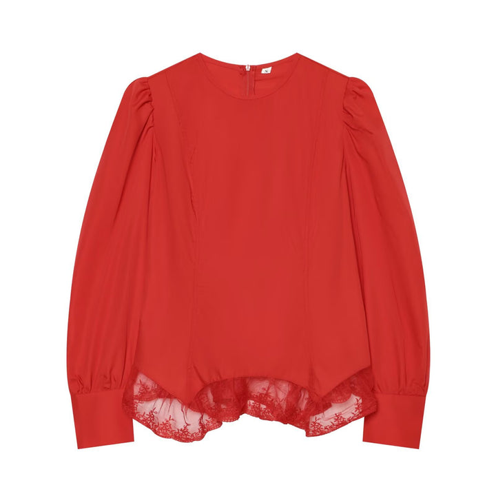 Women's blouse with volume sleeves and lace trim Mune Fashion